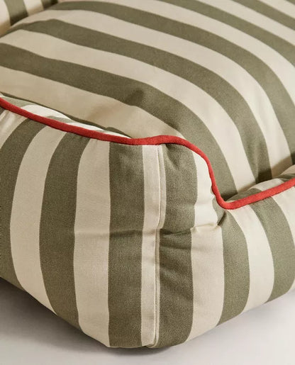Striped Pet Bed with Piped Trim